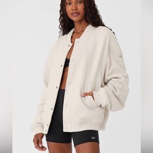 ALO Renown Varsity Jacket - Bone/Beige color *NWT*